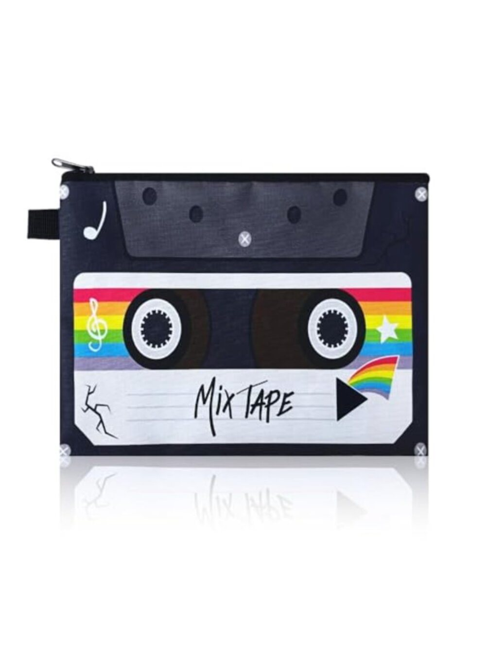 Retro Cassette Makeup Bag Canvas Travel Pouch Music Lover Cosmetic Case